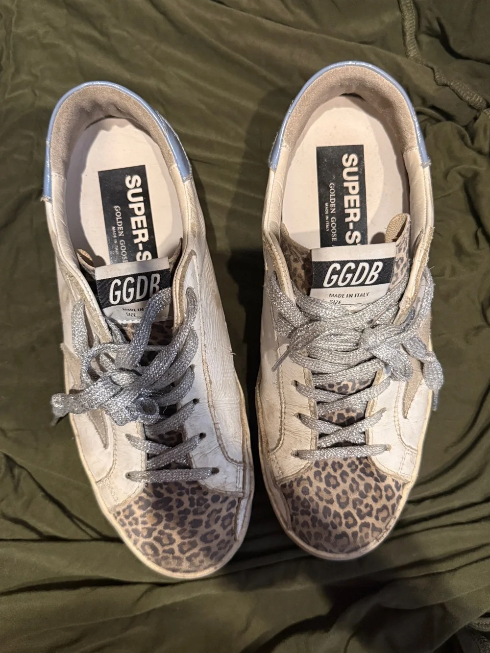 Golden Goose Super-Star Sneakers in White and Light Blue size 37